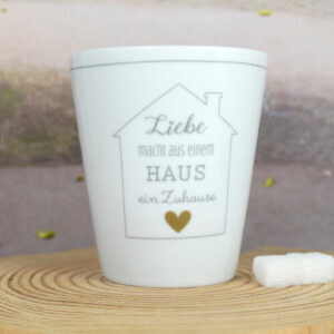 Krasilnikoff Kaffeebecher Mug Liebe macht aus einem Haus ein Zuhause