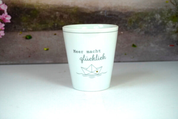 Krasilnikoff Kaffeebecher Sprüche Tasse Mug Cup Meer macht glücklich