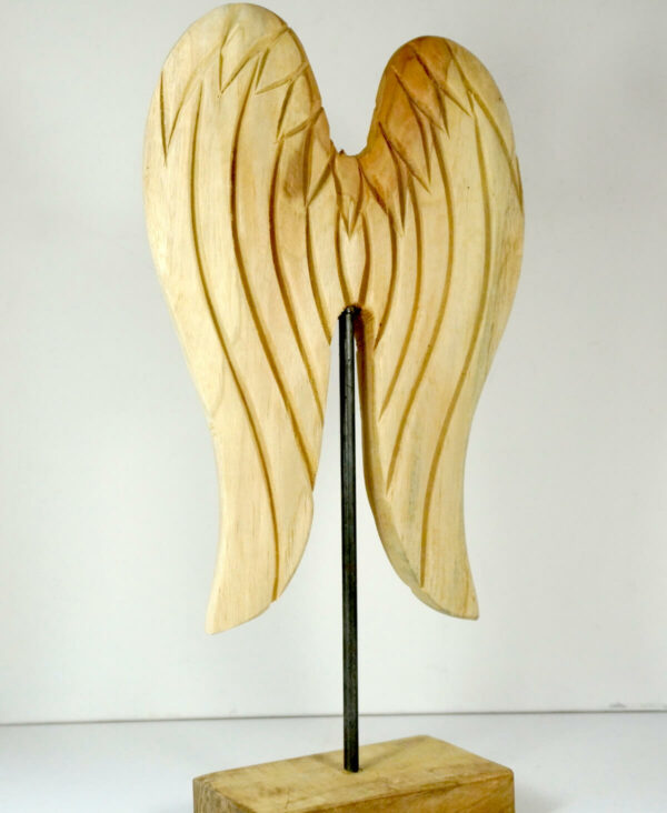 Deko Engelsflügel Holz auf Sockel 40,5cm Hoch
