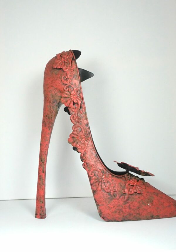 Deko High Heel Schuh Blechschuh Dekoschuh Rot 36 cm Hoch