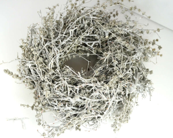 Dekokranz Naturkranz Tischkranz Bonsai Leinenkraut getrocknet Stone White 30∅
