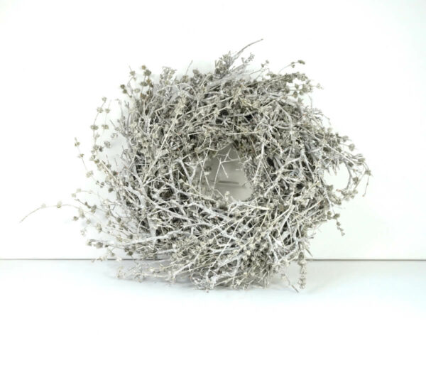 Dekokranz Naturkranz Tischkranz Bonsai Leinenkraut getrocknet Stone White 30∅
