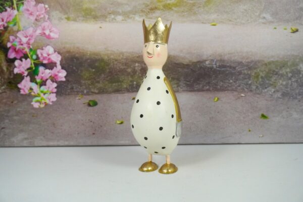 Pape Deko Figur Blechpuppe Kleiner König Silber Gold Beige