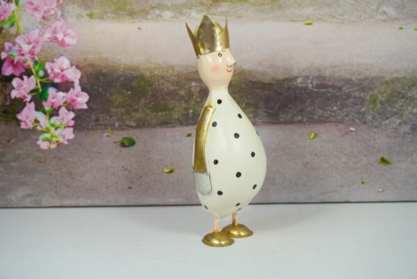 Pape Deko Figur Blechpuppe Kleiner König Silber Gold Beige
