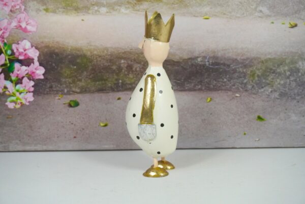 Pape Deko Figur Blechpuppe Kleiner König Silber Gold Beige