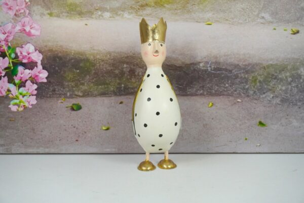 Pape Deko Figur Blechpuppe Kleiner König Silber Gold Beige