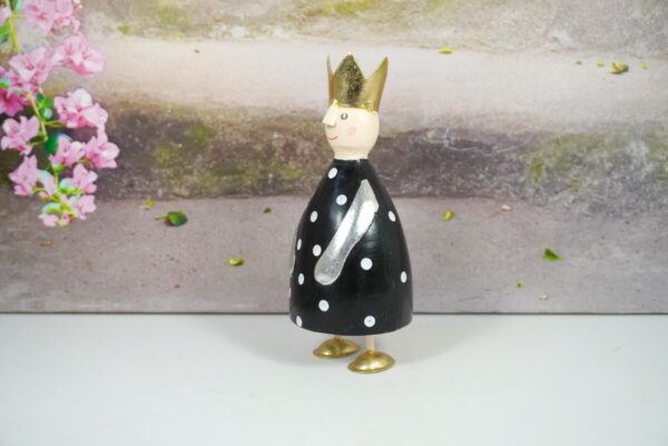 Pape Deko Figur Blechpuppe Kleiner König Silber Gold Black