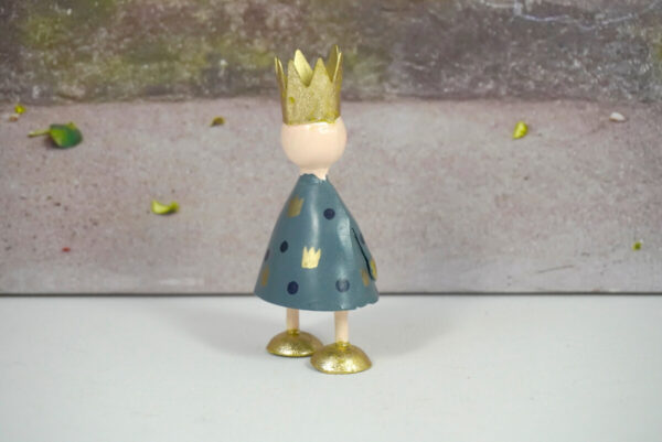 Pape Deko Figur Blechpuppe Petit König Gold Grün Krönchen