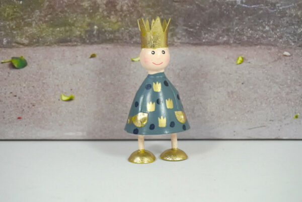 Pape Deko Figur Blechpuppe Petit König Gold Grün Krönchen