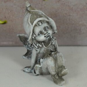Deko Figur Kleines Schutzengelchen Steingrau Mädchen