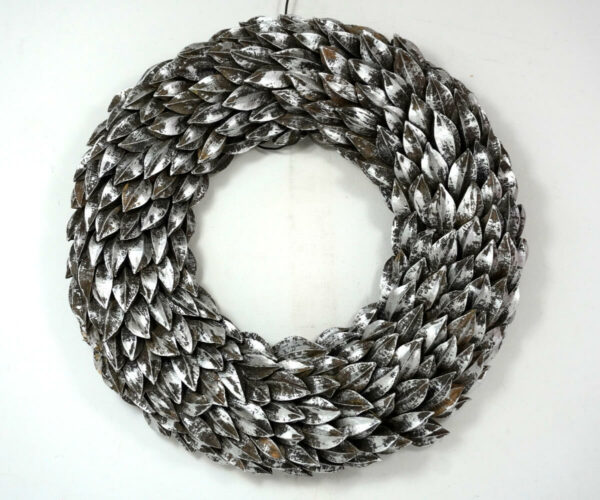 Dekokranz Naturkranz Tischkranz Aride Trocken Silber Schwarz 31cm ∅