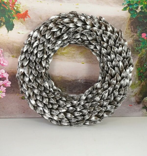 Dekokranz Naturkranz Tischkranz Aride Trocken Silber Schwarz 31cm ∅