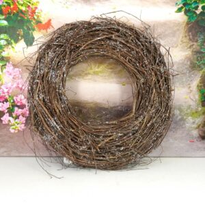 Dekokranz Naturkranz Tischkranz Willow Rattan Braun gesilbert 30cm ∅