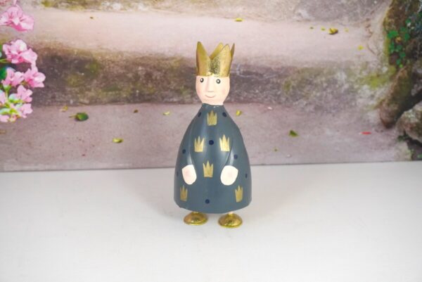 Pape Deko Figur Blechpuppe Petit König Gold Grau Krönchen 17cm