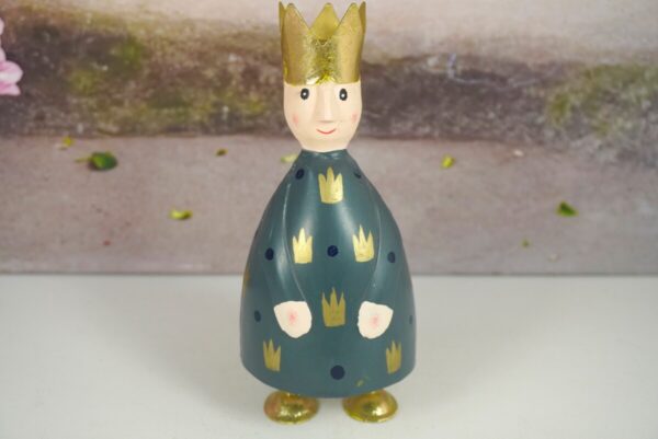 Pape Deko Figur Blechpuppe Petit König Gold Grau Krönchen 17cm