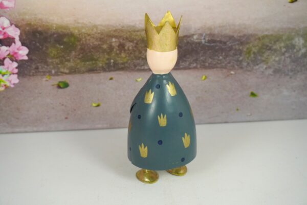Pape Deko Figur Blechpuppe Petit König Gold Grau Krönchen 17cm