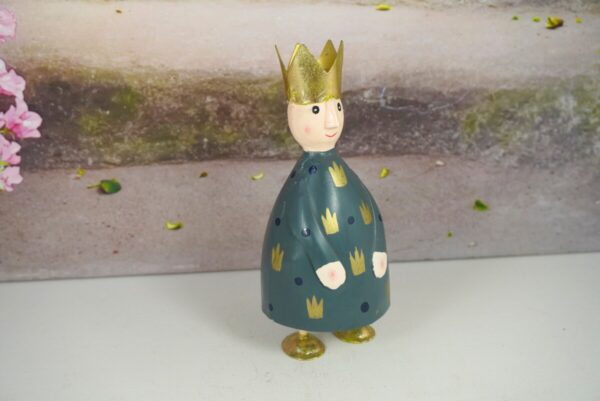 Pape Deko Figur Blechpuppe Petit König Gold Grau Krönchen 17cm