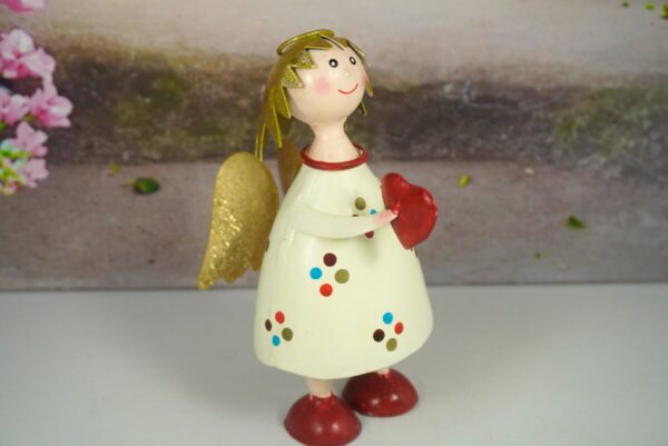 Pape Deko Figur Blechpuppe Schutzengel Lena mit Herz Beige 17cm