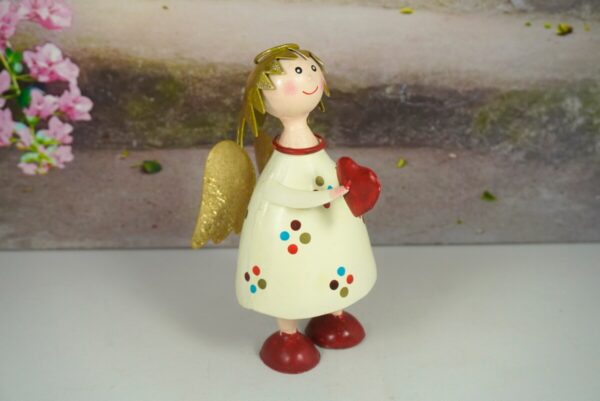 Pape Deko Figur Blechpuppe Schutzengel Lena mit Herz Beige 17cm