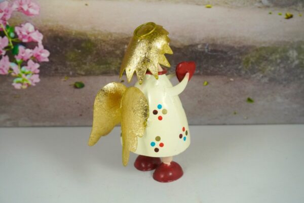 Pape Deko Figur Blechpuppe Schutzengel Lena mit Herz Beige 17cm