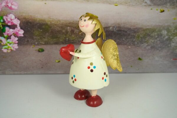 Pape Deko Figur Blechpuppe Schutzengel Lena mit Herz Beige 17cm