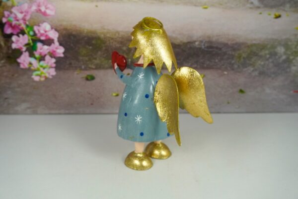 Pape Deko Figur Blechpuppe Schutzengel Lena mit Herz Blau 17cm