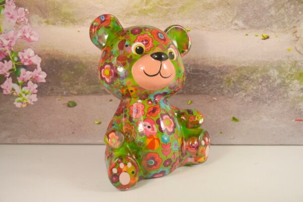 Pomme Pidou Spardose Money Bank Teddy Toto Grün Blümchen