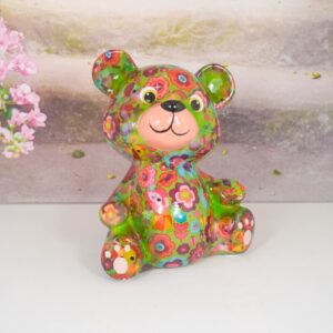 Pomme Pidou Spardose Money Bank Teddy Toto Grün Blümchen