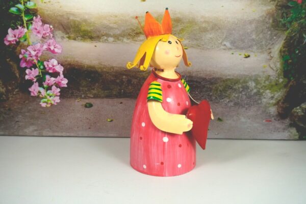Deko Figur Dekoration Blechpuppe Little König Rosa mit Herz Rot