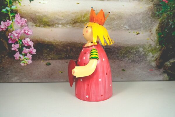 Deko Figur Dekoration Blechpuppe Little König Rosa mit Herz Rot