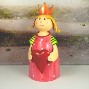 Deko Figur Dekoration Blechpuppe Little König Rosa mit Herz Rot