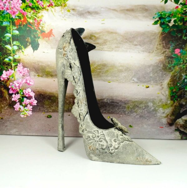 Deko High Heel Blech Schuh Deko Pumps Grau
