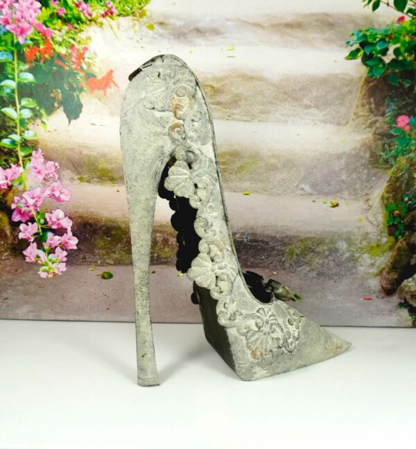 Deko High Heel Blech Schuh Deko Pumps Grau