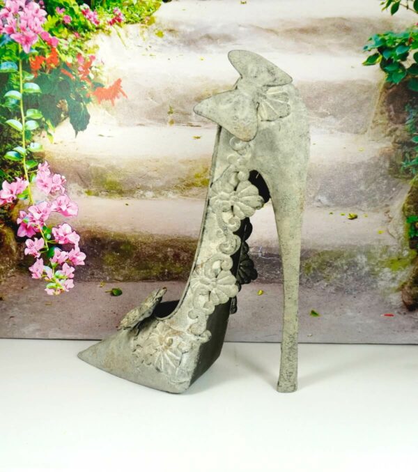 Deko High Heel Blech Schuh Deko Pumps Grau