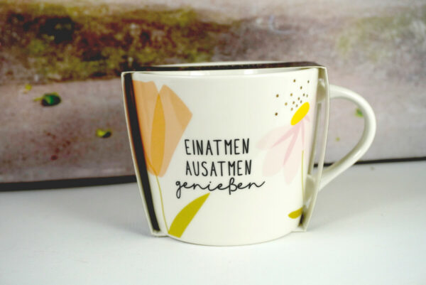 Grafik Werkstatt Kaffeebecher Einatmen Ausatmen genießen