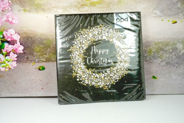 PPD Servietten Always Creative Happy Christmas White Wreath