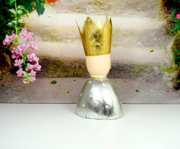 Pape Deko Figur Blech Königskopf Teelichthalter 22cm Gold Silber
