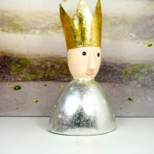 Pape Deko Figur Blech Königskopf Teelichthalter 22cm Gold Silber