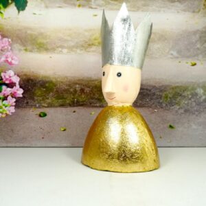Pape Deko Figur Blech Königskopf Teelichthalter 22cm Silber Gold