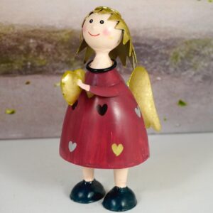 Pape Deko Figur Blechpuppe Schutzengel Lena Rot mit Herz 17cm
