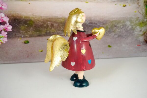 Pape Deko Figur Blechpuppe Schutzengel Lena Rot mit Herz 17cm