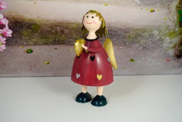 Pape Deko Figur Blechpuppe Schutzengel Lena Rot mit Herz 17cm