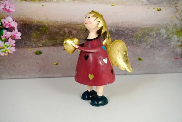 Pape Deko Figur Blechpuppe Schutzengel Lena Rot mit Herz 17cm