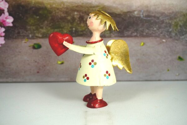 Pape Deko Figur Blechpuppe Schutzengel Lena mit Herz Beige 12cm