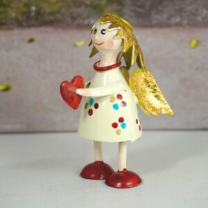 Pape Deko Figur Blechpuppe Schutzengel Lena mit Herz Beige 8,5cm