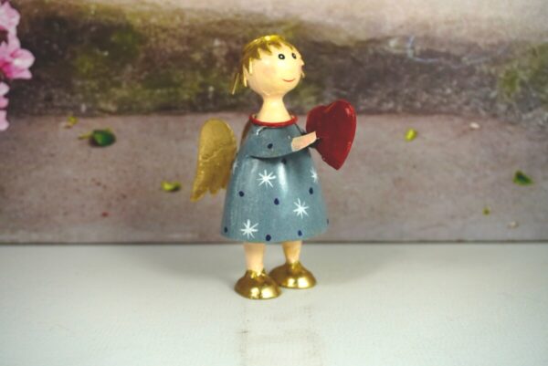 Pape Deko Figur Blechpuppe Schutzengel Lena mit Herz Grau 12cm