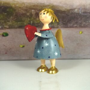 Pape Deko Figur Blechpuppe Schutzengel Lena mit Herz Grau 12cm