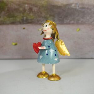 Pape Deko Figur Blechpuppe Schutzengel Lena mit Herz Grau Sternchen 8,5cm