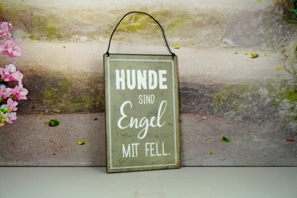 Deko Blechschild Wanddeko Hunde Sind Engel mit Fell