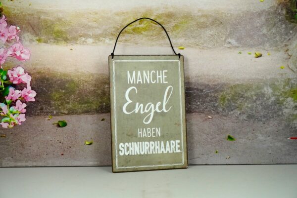 Deko Blechschild Wanddeko Manche Engel Haben Schnurrhaare